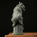 China Mascot Pan Dragon Pillar Decorative Statue Green sand stone sculpture Home Living Room, Room Office Feng Shui Statue
