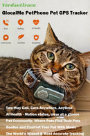 GlocalMe PetPhone Pet GPS Tracker WiFi Pet Phone for Dogs Cats AI Health Alerts Two-Way Call Real-Time Tracking Geo-Fencing