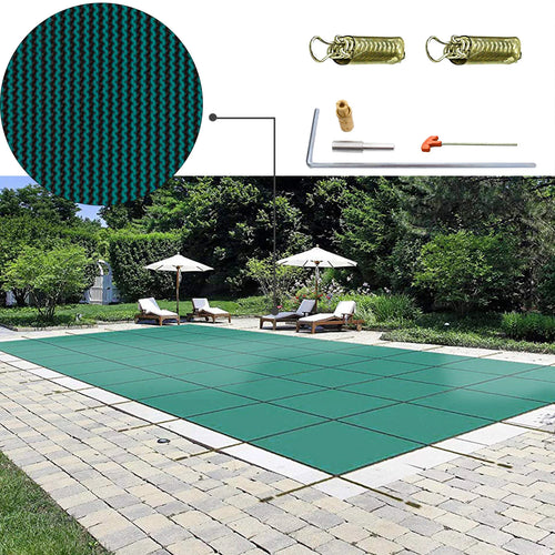 SucceBuy Pool Safety Cover Fits 16x32ft Rectangle Inground Pools Safety Pool Cover with Drainage Holes Mesh Solid Pool Cover