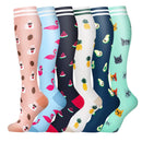 6 PAIRS Compression Socks Flowers Animal Fruit for Men Women Running Nurse Socks Nurses Sport Ladies Lady Womens Running