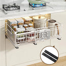 Expandable Pull-Out Cabinet Organizer for Kitchen – Silent Sliding Storage Drawer, No Drilling, Adjustable Shelf, Easy Install