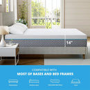 Queen Mattress 14 Inch, Charcoal Gel Memory Foam Mattress Bed in a Box,  Made in USA, Medium Firm, CertiPUR-US Certified, White