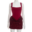 Sexy Sequin Party Dresses Pleated Slim Bodycon Dress Women Spaghetti Strap Mini 2026 Summer Dress Evening Nightclub