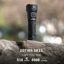 Sofirn SR15 4500LM 手电筒 SFT25R 大功率LED灯 21700 USB C 可充电放电手电筒