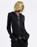 Y2K street Harajuku loose oversized zipper multi-pocket hoodie American fashion trend solid color oversized hoodie for women