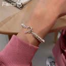 Foxanry Irregular Geometric Beaded OT Clasp Bracelet For Women Couples New Fashion Classic Punk Hip Hop Party Jewelry Gifts