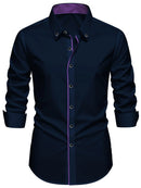 FGKKS New Men Shirts Brand Fashion Quality Smart Business Four Season Long Sleeve Casual Patchwork Elastic Male Dress Shirt