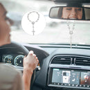 Car Hanging Charm Bling Car Rear View Mirror Hanging Ornament Retro Imitation Pearl Cross Hanging Decoration Auto Interior@
