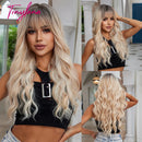 勃艮第暗红色合成假发，长波浪酒红色，带刘海，适合女性，自然体波，万圣节耐热