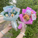 Genuine Sanrio Plush Toy My Melody Kuromi Cinnamoroll Hellokitty With Crochet Flowers Handmade Bouquets Christmas Birthday Gifts
