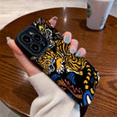 适用于 iPhone 15 14 13 12 11 Pro Max MiNi X S XR 7 8 Plus 的炫酷彩色虎龙图案手机壳 柔软防震边框保护套