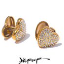 Yhpup Fashion Shiny Cubic Zirconia Love Double Face Heart Earrings High Quality Stainless Steel Charm Luxury Sweet Jewelry Gift