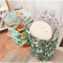 New Print Laundry Basket Portable Foldable Home Laundry Storage Bag Cotton Linen Hamper for Kids Toys Dirty Clothes Basket Large