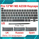 New Laptop A2338 Keycap Keys key Cap Keyboard Russian RU US UK French Spain Germany Italy For Macbook Pro Retina 13" M1 M2
