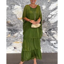 Female Elegant Floral Print Chiffon Boho Long Dress Spring Round Neck Women Pullover Dress Half Bat Sleeve Cake Skirt Dress