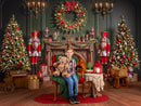 Santa Claus Workshop Backdrops Kids Family Photography Props Magic Christmas Fireplace Gifts Wreath Xmas Trees Backgrounds