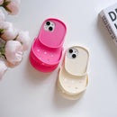 3D Cute Slippers Soft Silicone Phone Case for iPhone 16 Pro Max 15 14 13 12 11 Funny Breathable Shockproof Lanyard Strap Cover