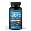 Mulittea 500mg Glycine Magnesium with Zinc,Vitamin D3 B6 Health for Bones and Teeth Health Helps Natural Sleep