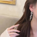 Two Tone Leaf Women's Carbon Zircon Long Earrings Color Jewelry Wedding Event Pendant Style Gift Wholesale New Fashion Shiny