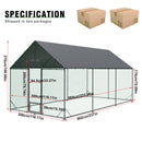Large Outdoor Upgrade Metal Chicken Coop Walk-in Poultry Run Pen Cage Pet Duck Hen House with Nylon Netting and Cover for Yards