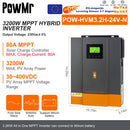 PowMr 3.2KW 24V 混合式太阳能逆变器 纯正弦波 80A MPPT 太阳能充电控制器 可为锂电池充电 带WIFI