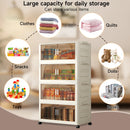 3/4-layer Stackable Storage Bins Storage Box with Lid Collapsible Storage Cabinet Organizers with Wheels for Shoes Home Office