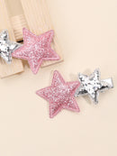 New Silver Star Hair Clip for Kids Girls Pink Glitter Hairpins Side Bangs Clip Barrettes Children Cute Headwear Hair Accessories