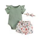 Toddler Girls 2-Piece Outfit Sleeveless Top with Polka Dot Shorts and Matching Headband Set for Summer Fun
