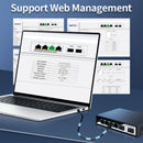 HORACO 2.5GbE 智能管理交换机 4 端口 RJ45 2500Mbps Web 管理型以太网网络交换机 2 端口 10G SFP+ 插槽 家庭实验室交换机