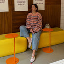 Casual Stripe Scarf Loose Top Women Fashion Full Sleeve O-neck Single Breasted Knitted Coats Female 2026 Autumn Lady Outwears