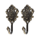 2Pcs Rose Pattern Vintage Drapery Curtain Holdbacks Tieback Hooks Wall Hook for Cloth-hat Hook Curtain Drapery Zinc Alloy