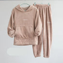 Coral Fleece Pajama Set Couple Pyjamas Suit Women Men Winter Thicken Sleepwear Loose Sleep Set Homewear Soft Warm Pijama Hoodies