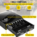 SucceBuy Cash Register Drawer 13" 2 Unlocking Way Fully Removable Design w/ 4 Bill 5 Coin Cash Tray 2 Keys Included Compact Size