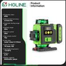 HGLINE 16 Lines  4D Laser Level Rotatable Level Machine Rechargeable Automatic leveling Tool 2X6000mAh Battery Set With Tripod