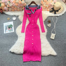 YuooMuoo Brand Fashion Summer Knitted Dress Women 2025 New Y2K Embroidery Long Bodycon Sweater Dress Streetwear Lady Vestidos