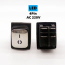 KCD4不锈钢防水船型开关 ON-OFF 4/6脚带灯电源开关 16A 250V/20A 125VAC