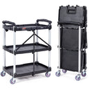 VEVOR 3 Tier Folding Rolling Utility Cart Storage Shelf Movable Gap Rack Serving Cart Slim Slide Organizer for Kitchen Bathroom