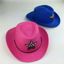 Kids Western Cowboy Hat Retro Sheriff Cap Sunscreen With Wind Rope Hat Boys Girls Horseback Riding Tourism Fishing Sunshade Cap