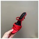 2025 Women's Summer New Fashion Square Toe Simple Solid Color Slippers Outdoor Peep Toe Casual Banquet Party Women Sandals Mujer