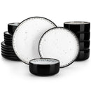 vancasso 18/36 Piece White black Ceramic Plate Sets Mediterranean Stoneware Dinner Set with 6PCS Dinner Plate/Dessert/Bowl/Soup