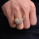 Bubble Letter Couples Ring for Men Arrow Heart Real Gold Plated Hip Hop Jewelry Valentines Day Gift 2022 Trend