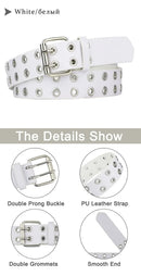 Women Punk Goth Belts Brand Leather Women Grunge Belt Halloween Double Pin Buckle Female Belt for Jeans Streetwear