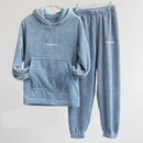 Coral Fleece Pajama Set Couple Pyjamas Suit Women Men Winter Thicken Sleepwear Loose Sleep Set Homewear Soft Warm Pijama Hoodies