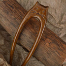 Chinese Cat Pattern Hair Sticks Wooden U Shaped Hair Forks for Women Girls Hanfu Hairpin Headwear Headpieces Hair Accessories