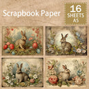 16 Sheets A5 Size Easter Bunny Egg Wreath Background Vintage Grunge Journal Planning Scrapbooking