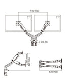 Desktop NB F160 + FP-2 Gas Spring Dual Arm for 17"-27" Monitor Holder + 10"-17" Laptop Support Air Press Mount Stand Load 2-9kg