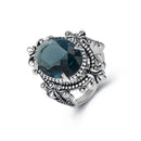 WOSIKATE Vintage 925 Sterling Silver Ring For Women Wedding Jewelry With Oval Sapphire Gemstones Female Fine Jewelry Party Gifts