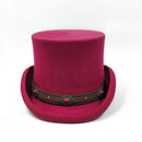 New Men Hat 100% Wool Fedora Hat Unisex Top Show Gentleman Bowler Hat Black Red Magic Hat Presidential Hat Feather Accessories