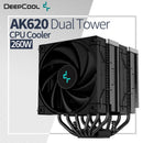 DeepCool AK620 Twin Towers CPU Air Cooler 6 Heatpipes White Dual Cooling Fans Radiator For LGA1700 2011-v3 115X 1200 AMD AM4 AM5