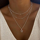 Necklace European And American Simple Temperament Lovely Atmosphere Star Moon Popular Lady Necklace Set For Women Multilayer